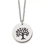 Stainless Steel Black Tree Of Life On Charm Pendant With Necklace