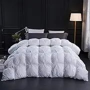 Three Geese Super King Size Duvet,Goose Feather Down Duvet All Year Round 10.5 Tog, 100% Organic Cotton Cover, Double Quilt Bed Comforter (White)