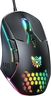 Gaming Mouse, Wired PC Entry Level Mouse with RGB Backlit and Adjustable DPI, Ergonomic Office Laptop Mouse, Computer Gamer Mouse with 7 Responsive Buttons for Windows/Mac/Linux/Chrome