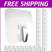 Heavy Duty Adhesive Wall Hooks - 40 Pack, Reusable & Waterproof for All Surfaces