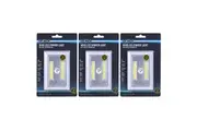 3x Brillar Wireless Battery Operated w Cob LED Dimmer Light Switch WHT