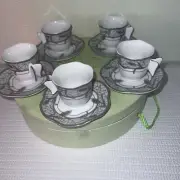 Czech Republic Design Demitasse Espresso Cup & Saucer Classic Porcelain Set Of 5
