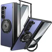 [GANGANPRO] Case Compatible with Samsung Galaxy Z Fold6 5G with Rotating Ring Holder, Magnetic Stand, Shockproof Protective Case for Samsung Galaxy Z Fold6 5G 7.6 Inches, Blue