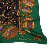 在飛比找遠傳friDay購物優惠-Christian Dior 華麗鬚鬚墜飾(大)領巾-綠色
