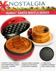 Nostalgia MyMini Santa Waffle Maker - Perfect Personal Size Waffles - Great Gift