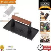 Rectangular Cast Iron Grill Press - 8.5 x 4.1 Inch, Bacon Press for Griddle