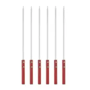 6pcs Kebob Skewers 40cmx7mmx2mm Stainless Steel Flat Sticks with Wood Handle