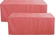 HolidayIdeas 2 Pack Checkered Fitted Table Clothes - 48 x 24 Inch - Rectangle Tablecloths for 4 Foot Tables, Buffalo Plaid Table Covers for Party, Picnic, Trade Show (Red and White)