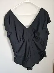 Younique One Piece Swimsuit Black 28W NWT Plus size -W2 built in bra-