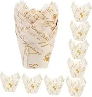 COLLBATH 50pcs Oil Cupcake Liners Elegant Tulip Paper Muffin Cups for Professional Bakery Display for Weddings Birthdays and Parties