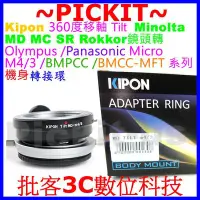 在飛比找Yahoo!奇摩拍賣優惠-TILT 移軸Kipon Minolta MD鏡頭轉MICR