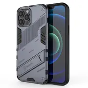 For iPhone13 Pro Max Shockproof Dual-Layer Stand Cover - Grey