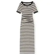 [GANNI] Striped Soft Cotton Rib Short Dress