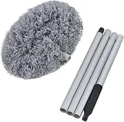 Tainrunse Microfiber Fan Duster Computer Washable Telescoping Extension Pole Cleaning Furniture Blinds High Ceiling for Car Grey