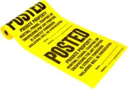Products TSR-100 Posted Private Property Tyvek Sign Roll 11" X 11" Yellow, 100 P