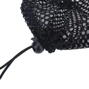 (S)Black Nylon Mesh Drawstring Pouch Balls Holder Storage Bag EC