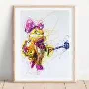 Wendy Koopa Ballpoint Pen Print, Super Mario Art Poster