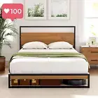 King Single Metal Bed Frame with Headboard – Heavy-Duty Metal Platform Bed