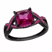 2.4 5Ct Pink Princess Diamond Ring Black Silver Ring Lab Created Engagement Ring