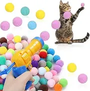 50Pcs Cat Ball Toy Shooting Guns, Cat Ball Retrieval Toys, Plush Ball Shooting Cat Toys, Cat with 1 Gun, Fun Interactive Cat Toys, Suitable for Bored Indoor Adult Cats, Cute Kitten Kitten Toys