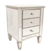 Mirrored Bedside Ribbed Antique style - 50 x 45 x 65cm