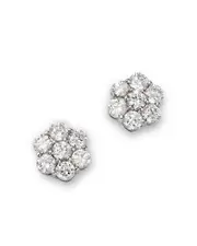 Bloomingdale's Fine Collection Diamond Flower Cluster Stud Earrings in 14K White Gold, 1.0 tcw