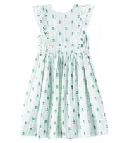 [C'era Una Volta] C'era Una Volta Nina ruffled floral cotton dress Y 12 green