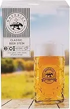 IS Gift Maverick Classic Glass Beer Stein, Clear, 1 Liter Capacity