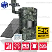 Hunting Camera 4G Solar Panel 64GB Outdoor Security UHD 2K LIVE VIEW Battery