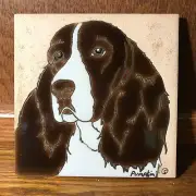 Springer Spaniel, Liver - Hand Painted Tile by Pumpkin Tile - 6 x 6" - D132LW