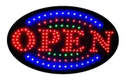 Jumbo 24" x 13" LED Neon Sign with Motion - "OPEN" with Blue/Green Tracer (B161)