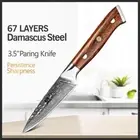 Full Tang Paring Knife Hammered Damascus Steel Wood Handle Chef Slicing Peeling