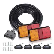 12 LED Trailer Tail Light KIT Pair 8m 5 Core Wire Caravan UTE 7 Pin flat plug