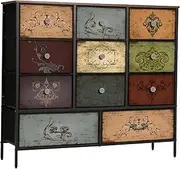 VASICAR Chest of Drawers for Bedroom with 11 Deep Drawers, Tall Fabric Dresser, Wide TV Stand, Storage Organizer for Closet, Nursery, Kid's Bedroom