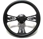1969 -1993 Buick Steering Wheel Black Billet Flamed Design WITH ADAPTER/HORN