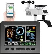 8-in-1 Digital WiFi Weather Station, Wireless Weather Station with Wireless Sensor, Wind Speed, Wind Direction, Rainfall, Temperature, Humidity, Barometric, Illuminance, UV