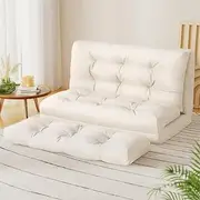 Artiss Floor Lounge Sofa Bed Chair Recliner Chaise Pillow Leather Foldable White