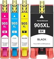 905XL 905 Ink Cartridges Multipack Replacement for HP 905 XL Ink Cartridges for Officejet Pro 6950 6956 6960 6970 (1Black+1Magenta+1Cyan+1Yellow)