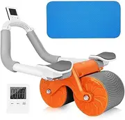 Roller Wheel with Elbow Support & 2 Knee Pads,Automatic Rebound Abdominal Wheel,tomatic Rebound Abdomminal Wheel Abdominal Muscle Exise Roller with Timer Elbow for Workout Home Office Gym