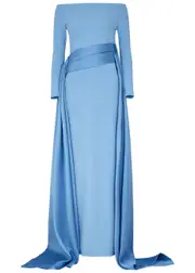 Solace London Irma Off-the-shoulder Draped Gown - Light Blue - 16 (UK16 / XL) 16 (UK16 / XL)