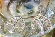 Genuine 925 Sterling Silver Tree Of Life Dangle Earrings