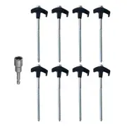 200mmx8pcs Metal Tent Spikes Camping Pegs Drill in Ground Anchors Spiral7146