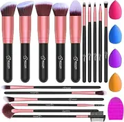 BESTOPE Makeup Brushes 16PCs Makeup Brushes Set with 4PCs Beauty Blender Sponge and 1 Brush Cleaner Premium Synthetic Foundation Brushes Blending Face Powder Eye Shadows Make Up Brushes Tool…