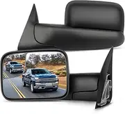 SCITOO Towing Mirrors Compatible With 1994-2001 For Dodge For Ram 1500 2002 For Dodge For Ram 2500 For Dodge For Ram 3500 A Pair With Manual Adjusted No Heated No Turn Signal Light Black Housing