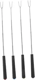 Mipcase 4Pcs Stainless Steel BBQ Skewers Retractable Roasting Sticks for Marshmallows and Meat Heat Resistant Handles for Outdoor Barbecue and Family Gatherings
