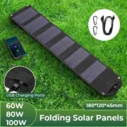 100W Folding Solar Panel USB 5V Charger Portable Power Bank for Camping Hiking