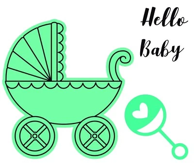 Sizzix Framelits Baby Carriage #662906 Retail $7.99 2 pk & stamps by Jen Long