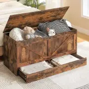 HOOBRO Storage Chest Toy Chest Storage Bench Entryway Bench Shoe Bench Brown