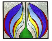 Handmade stained glass window of an onion