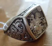 ring silver 925 st George consecrated to the relics of st George size S. 10.25
